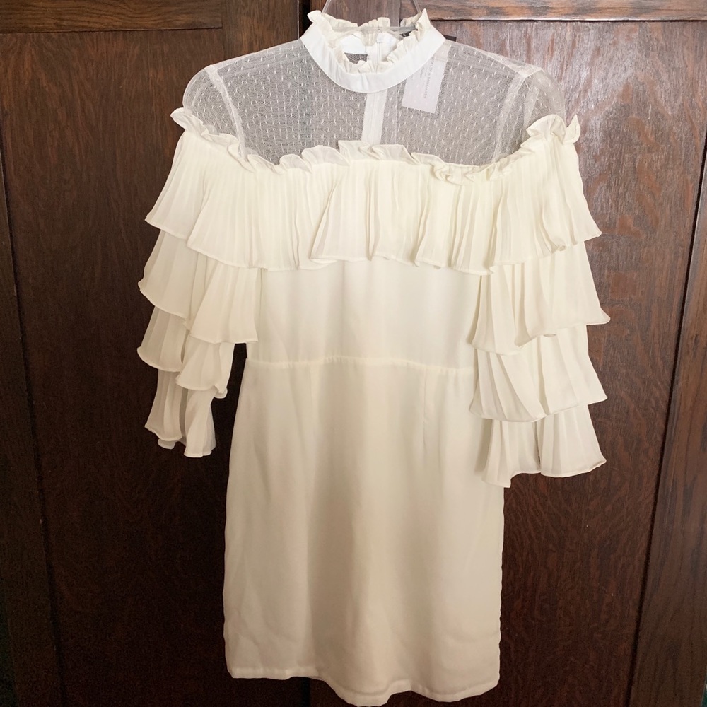 White Ruffle Sleeve Dress - Picture 4 of 8